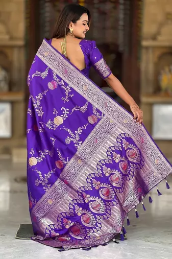 soft litchi art silk banarasi art silk jacquard saree (banarasi-2-puple)