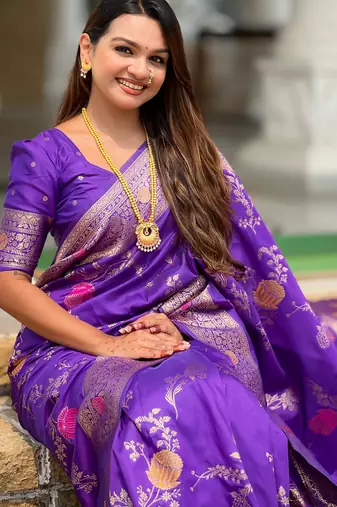 soft litchi art silk banarasi art silk jacquard saree (banarasi-2-puple)