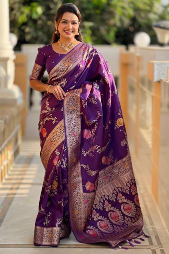 soft litchi art silk banarasi art silk jacquard saree (banarasi-2-wine)