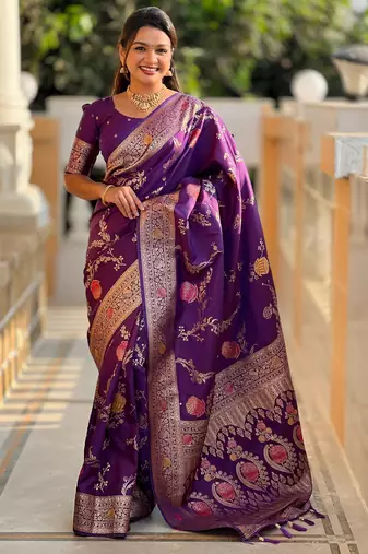 soft litchi art silk banarasi art silk jacquard saree (banarasi-2-wine)