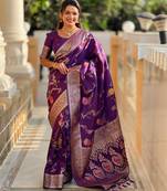 soft litchi art silk banarasi art silk jacquard saree (banarasi-2-wine)