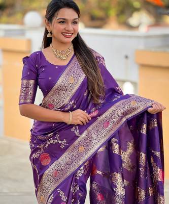soft litchi art silk banarasi art silk jacquard saree (banarasi-2-wine) 2