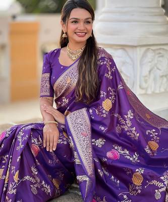 soft litchi art silk banarasi art silk jacquard saree (banarasi-2-wine) 4