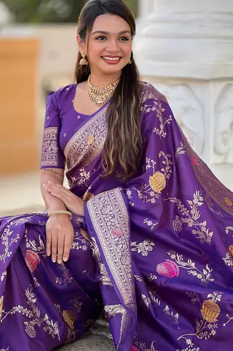 soft litchi art silk banarasi art silk jacquard saree (banarasi-2-wine)