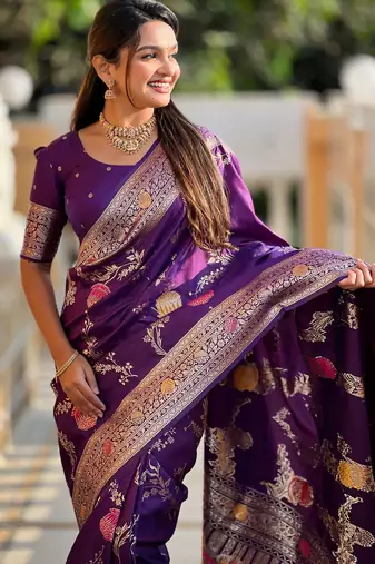 soft litchi art silk banarasi art silk jacquard saree (banarasi-2-wine)