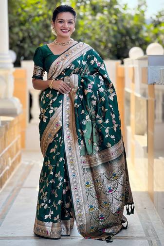 soft litchi art silk banarasi art silk jacquard saree (banarasi-4-b-green)