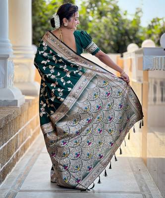 soft litchi art silk banarasi art silk jacquard saree (banarasi-4-b-green) 3