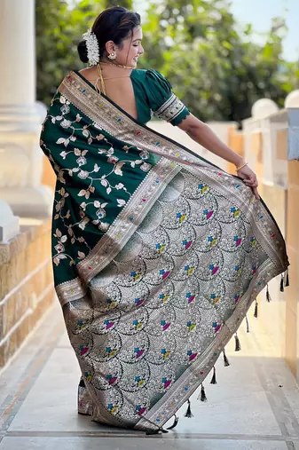 soft litchi art silk banarasi art silk jacquard saree (banarasi-4-b-green)