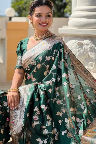 soft litchi art silk banarasi art silk jacquard saree (banarasi-4-b-green)