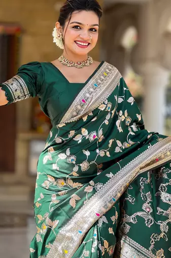 soft litchi art silk banarasi art silk jacquard saree (banarasi-4-b-green)