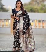 soft litchi art silk banarasi art silk jacquard saree (banarasi-4-black)