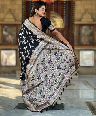 soft litchi art silk banarasi art silk jacquard saree (banarasi-4-black) 3