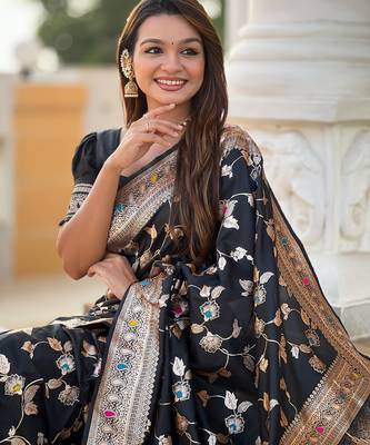 soft litchi art silk banarasi art silk jacquard saree (banarasi-4-black) 4