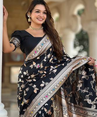 soft litchi art silk banarasi art silk jacquard saree (banarasi-4-black) 5