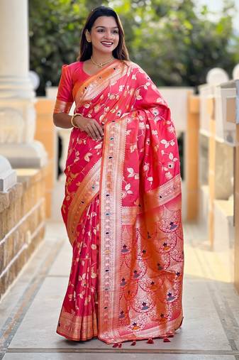 soft litchi art silk banarasi art silk jacquard saree (banarasi-4-gajri-pink)