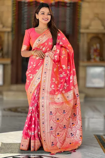 soft litchi art silk banarasi art silk jacquard saree (banarasi-4-gajri-pink)
