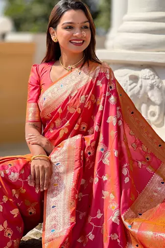 soft litchi art silk banarasi art silk jacquard saree (banarasi-4-gajri-pink)