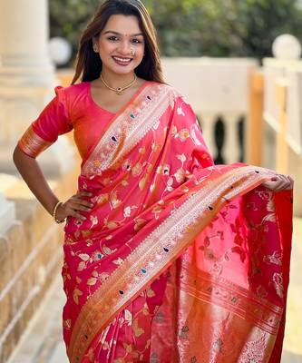 soft litchi art silk banarasi art silk jacquard saree (banarasi-4-gajri-pink) 5