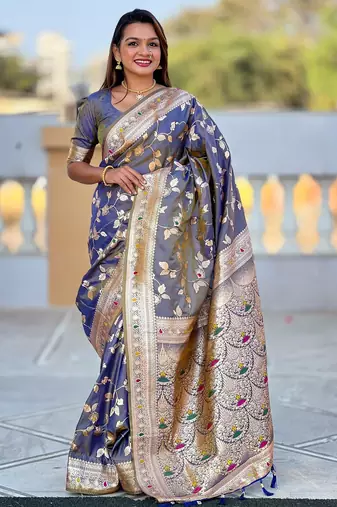 soft litchi art silk banarasi art silk jacquard saree (banarasi-4-grey)