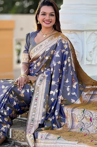 soft litchi art silk banarasi art silk jacquard saree (banarasi-4-grey)