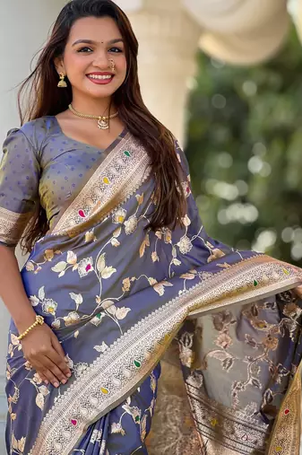 soft litchi art silk banarasi art silk jacquard saree (banarasi-4-grey)