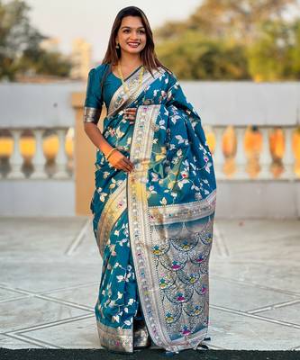 soft litchi art silk banarasi art silk jacquard saree (banarasi-4-morpich) 1