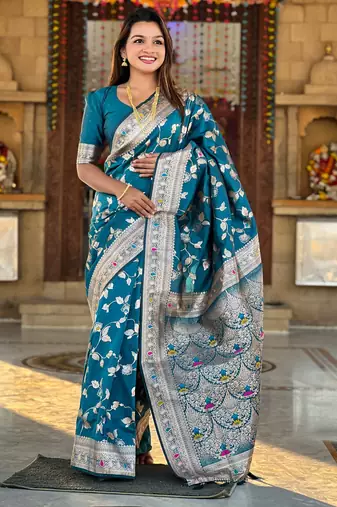 soft litchi art silk banarasi art silk jacquard saree (banarasi-4-morpich)