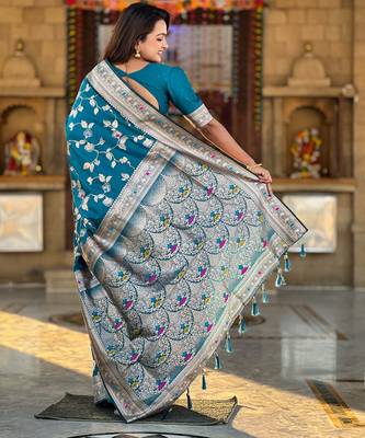 soft litchi art silk banarasi art silk jacquard saree (banarasi-4-morpich) 3