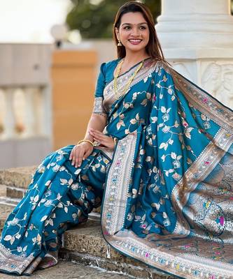 soft litchi art silk banarasi art silk jacquard saree (banarasi-4-morpich) 4