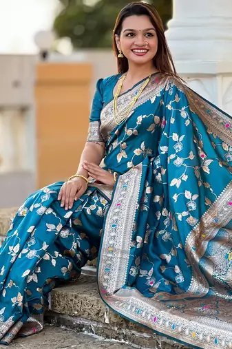 soft litchi art silk banarasi art silk jacquard saree (banarasi-4-morpich)