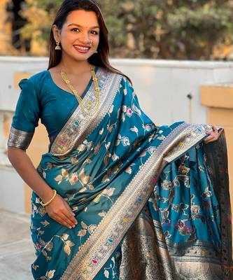 soft litchi art silk banarasi art silk jacquard saree (banarasi-4-morpich) 5