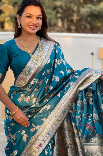 soft litchi art silk banarasi art silk jacquard saree (banarasi-4-morpich)
