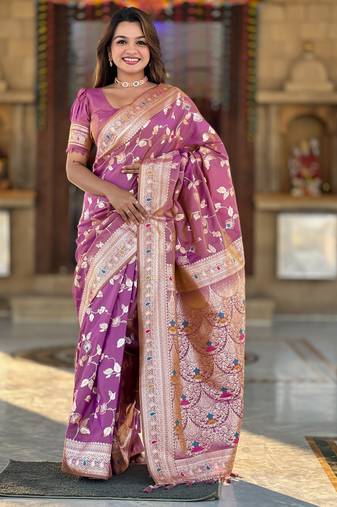 soft litchi art silk banarasi art silk jacquard saree (banarasi-4-onion)