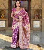 soft litchi art silk banarasi art silk jacquard saree (banarasi-4-onion)
