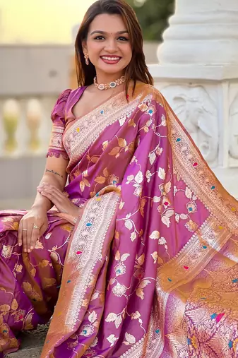 soft litchi art silk banarasi art silk jacquard saree (banarasi-4-onion)