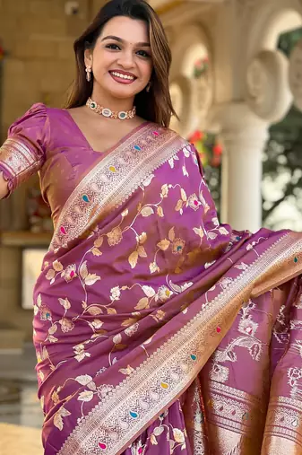 soft litchi art silk banarasi art silk jacquard saree (banarasi-4-onion)