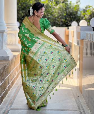 soft litchi art silk banarasi art silk jacquard saree (banarasi-4-parrot) 3