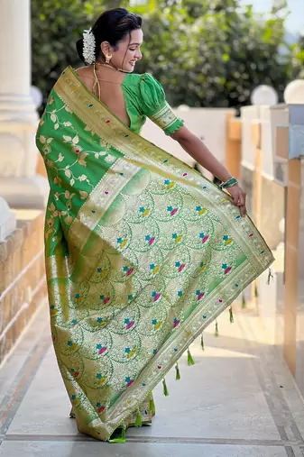 soft litchi art silk banarasi art silk jacquard saree (banarasi-4-parrot)
