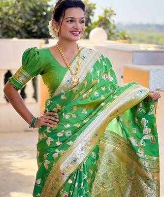 soft litchi art silk banarasi art silk jacquard saree (banarasi-4-parrot) 5