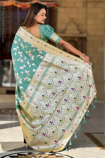 soft litchi art silk banarasi art silk jacquard saree (banarasi-4-pista)