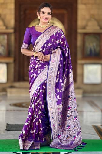 soft litchi art silk banarasi art silk jacquard saree (banarasi-4-purple)