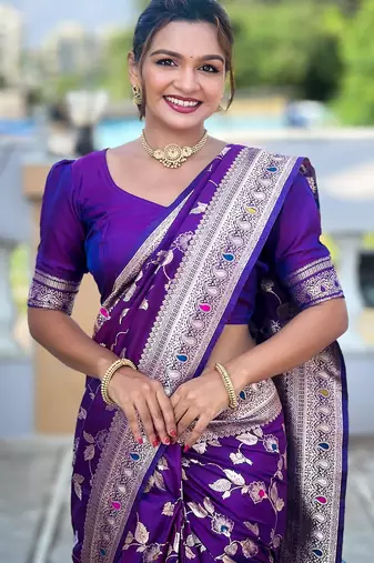 soft litchi art silk banarasi art silk jacquard saree (banarasi-4-purple)