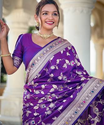soft litchi art silk banarasi art silk jacquard saree (banarasi-4-purple) 4