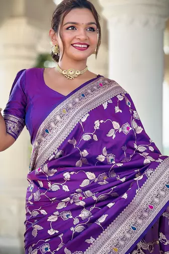soft litchi art silk banarasi art silk jacquard saree (banarasi-4-purple)