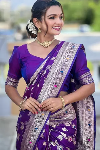 soft litchi art silk banarasi art silk jacquard saree (banarasi-4-purple)
