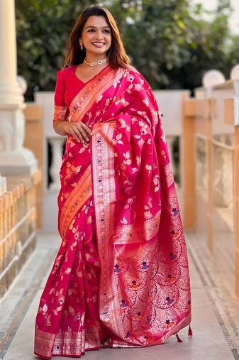 soft litchi art silk banarasi art silk jacquard saree (banarasi-4-rani)