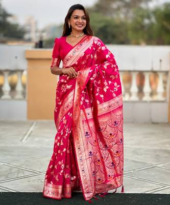 soft litchi art silk banarasi art silk jacquard saree (banarasi-4-rani) 2