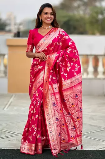 soft litchi art silk banarasi art silk jacquard saree (banarasi-4-rani)