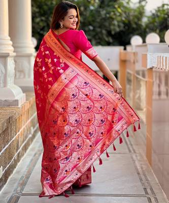 soft litchi art silk banarasi art silk jacquard saree (banarasi-4-rani) 3