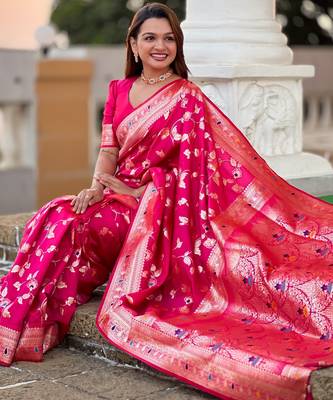 soft litchi art silk banarasi art silk jacquard saree (banarasi-4-rani) 4